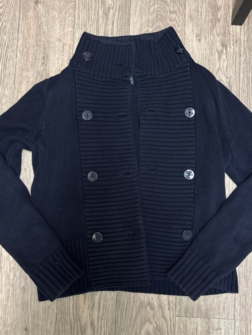 Ralph Lauren Navy Double-Breasted Knit Blazer